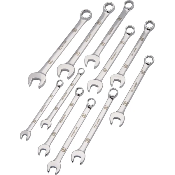 Dynamic Tools 11pc Metric Combination Wrench Set with Mirror Chrome Finish, 9mm - 19mm - Woodcraft D074204