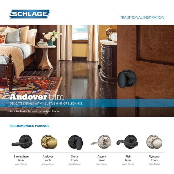 Schlage Andover Aged Bronze Keyed Entry Door Knob