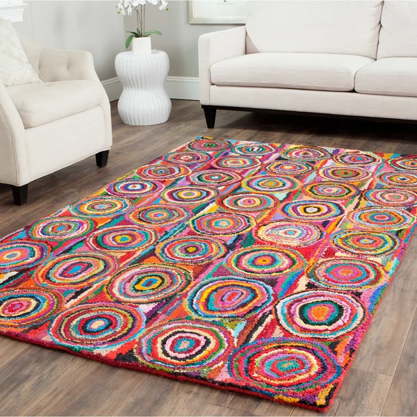 Safavieh Nantucket Pink/Multi 8& x 8& Round Area Rug