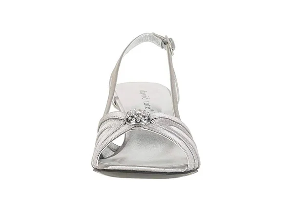 David Tate Women's Cheer Slingback, Silver Satin