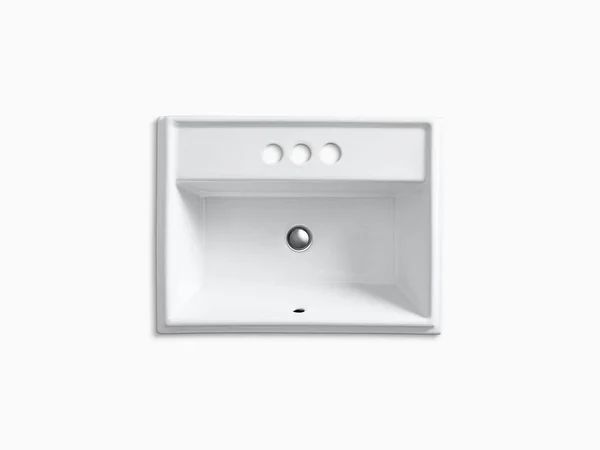 Kohler 2991-4-NY Tresham Rectangular Drop-in Bathroom Sink with 4x22 Centerset Faucet Holes - Dune