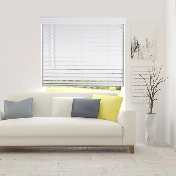 Arlo Blinds White Cordless Faux Wood Blinds with 2 in. Slats 27.5 in. W x 73 in. L