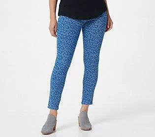 Belle by Kim Gravel Flexibelle Leopard PrintLegging, Size Reg 4, Medium Wash