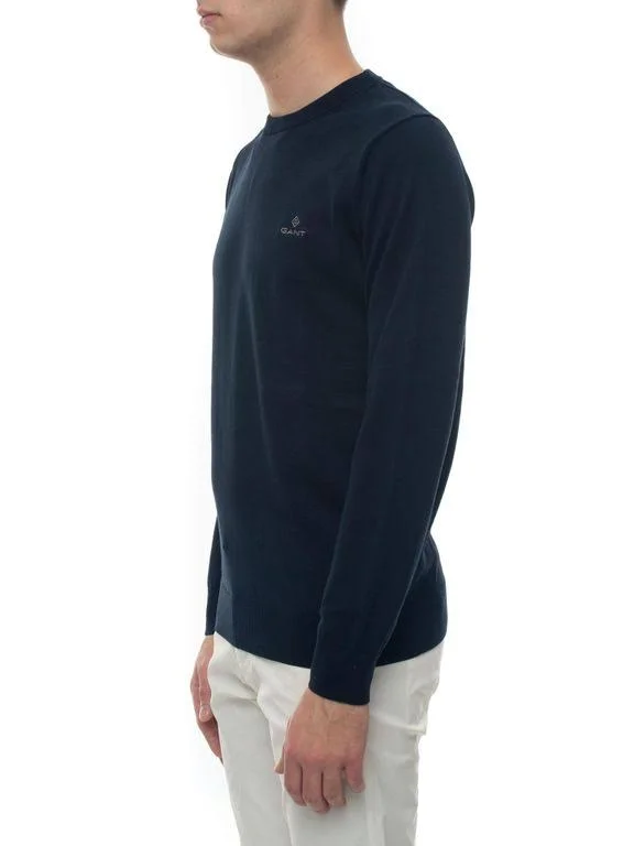 Gant Classic Cotton Crew Colour: Evening Blue, Size: XL