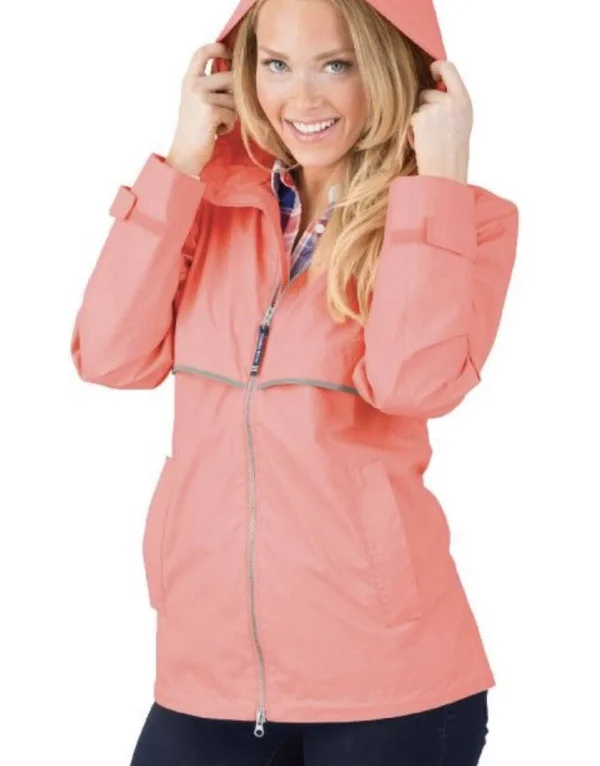 Charles River Apparel Women's New Englander Rain Jacket-coral-large