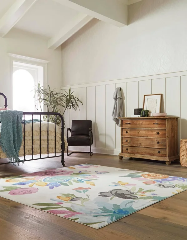Blossom Ivory 8 ft Square Area Rug