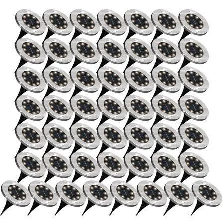 Sunco Lighting 50 Pack Solar Path Lights, Dusk to Dawn, 3000K Warm White, Cross Spike Stake for Easy in Ground Install, Solar Po