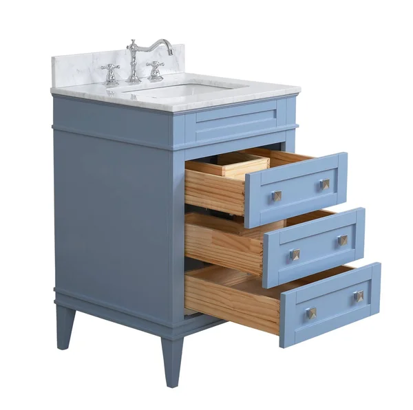 Eleanor 24x22 Single Bathroom Vanity Set Base Finish: Powder Blue - Top Finish: Carrara Marble