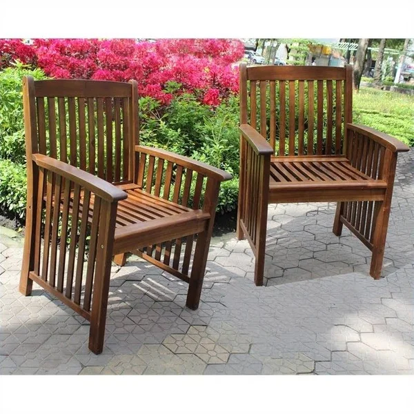 International Caravan Highland Acacia Denver Arm Chair (Set of 2)