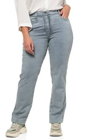 Plus Size Pants, Woman, Grey, size: 32, cotton/elastane, Ulla Popken