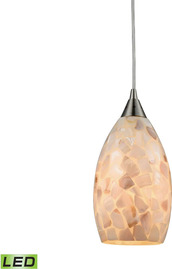 Elk Lighting Capri 1 Light LED Pendant in Satin Nickel and Capiz Shell