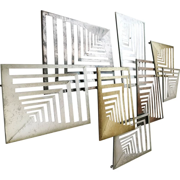 Aurelle Home Large Metallic Geometric Iron Industrial Wall Decor - Gold