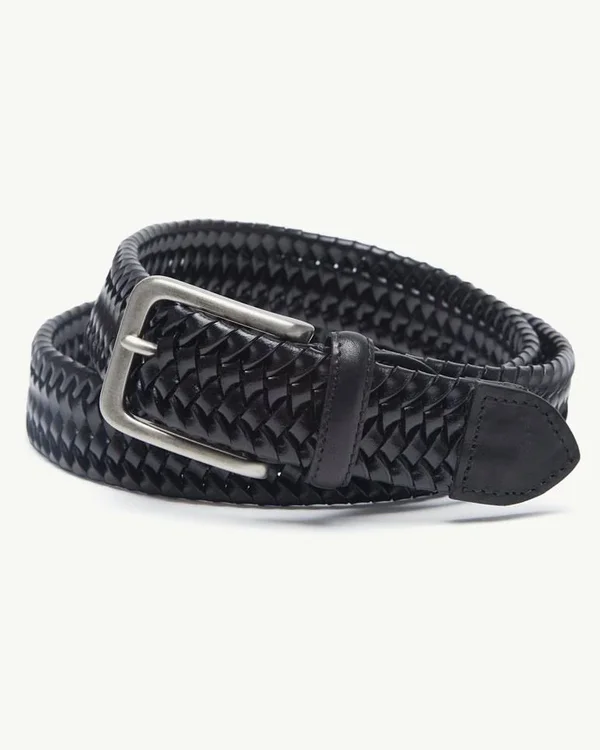 Tommy Bahama Men's Braided Leather Stretch Belt - Black - Size S