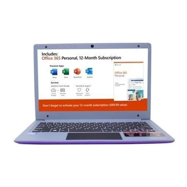 Evoo Tev-c-116-1-pr 11.6 Ultra Thin Laptop, FHD, Dual Core, 4GB Memory, 32GB