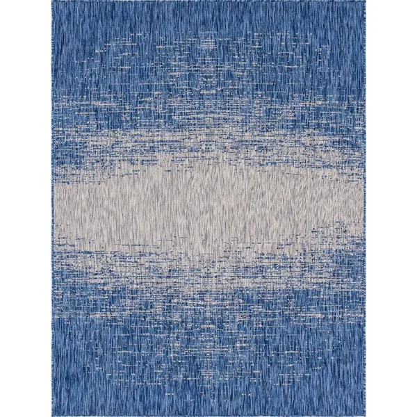 Unique Loom Ombre Outdoor Rug - Blue, 9x12 ft