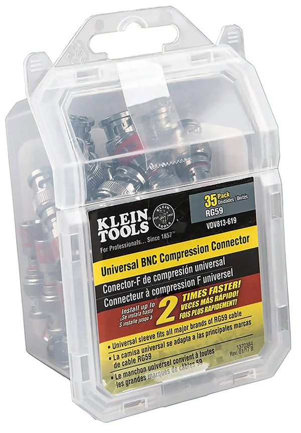 Klein Tools VDV813-619 Universal BNC Compression Connector - RG59 (35 - Pack)