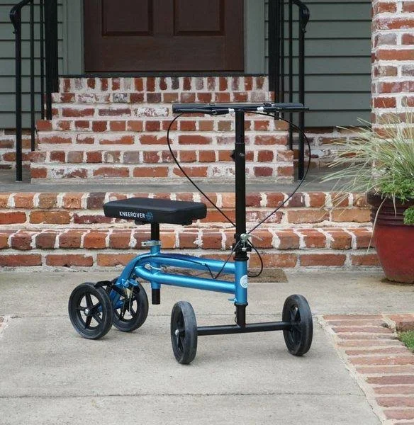 KneeRover Economy Knee Scooter Steerable Knee Walker Crutch Alternative with Dual Braking System in Metallic Blue