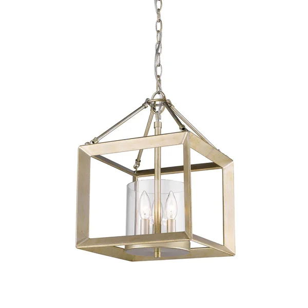 Golden Lighting 2073-SF-WG-CLR White Gold/Clear Glass Smyth 3 Light Convertible Semi-Flush