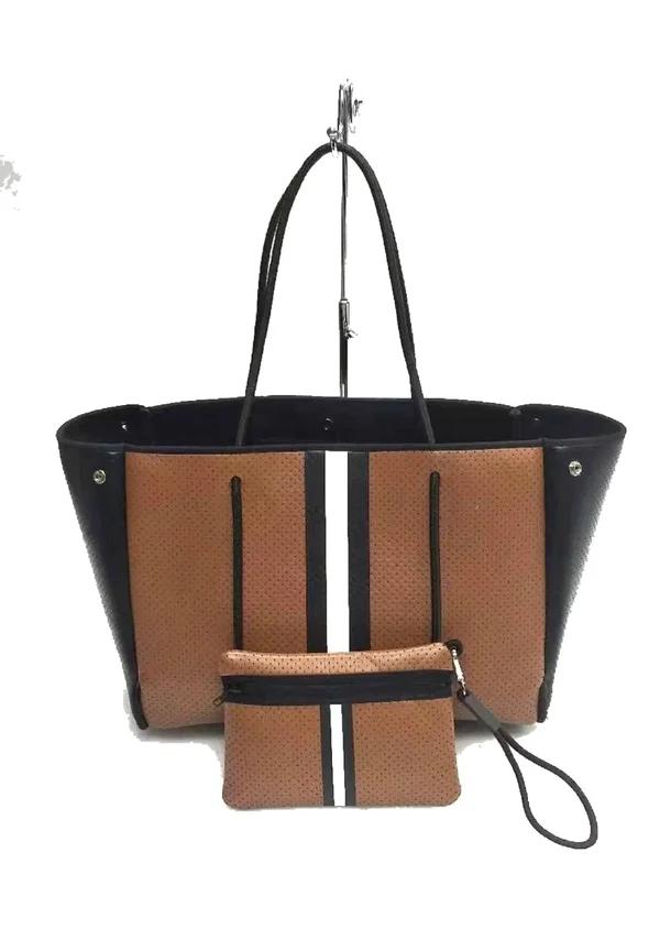 Haute Shore, Greyson Milan - Neoprene Tote Bag, Saddle Brown
