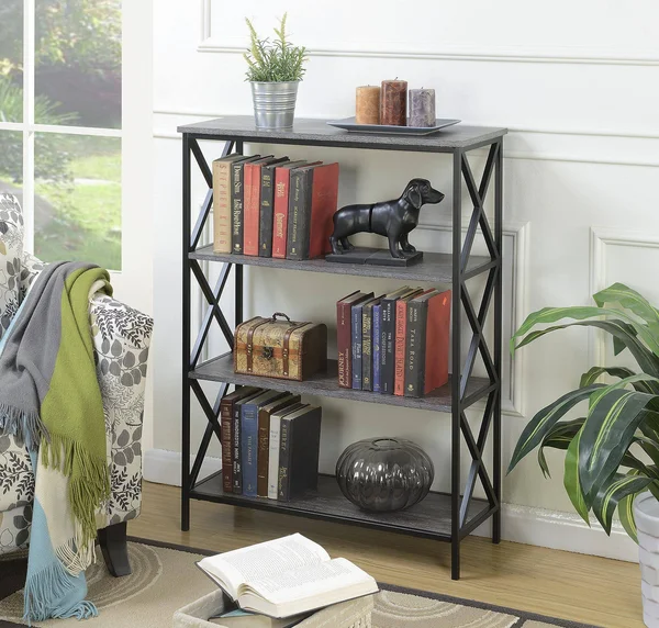Convenience Concepts Tucson 4 Tier Bookcase, Weathered Gray
