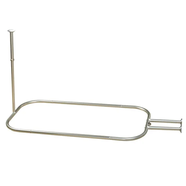 Versalot Enterprises - LL No Rust 58 in. Aluminum Oval Rectangular Hoop Shower Rod for Claw Foot and Standalone Bathtubs in Brush