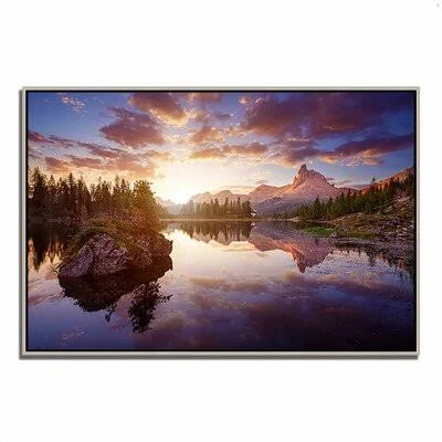 &Sunrise on Lago di Federa& Framed Photographic Print Millwood Pines Format: Silver Floater Framed, Size: 30x22 H x 43x22 W x 1.