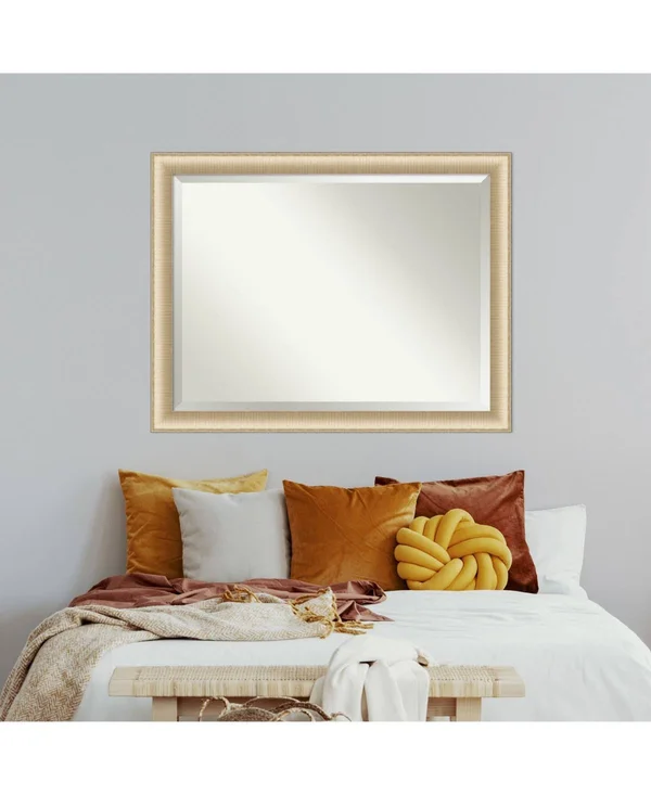 Amanti Art Elegant Brushed Honey 45x22 x 35x22 Framed Bathroom Vanity Mirror in Gold