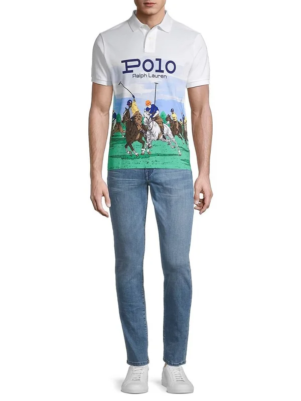 Polo Ralph Lauren Men's Custom Slim Fit Mesh Polo Shirt - Polo Club Scenic