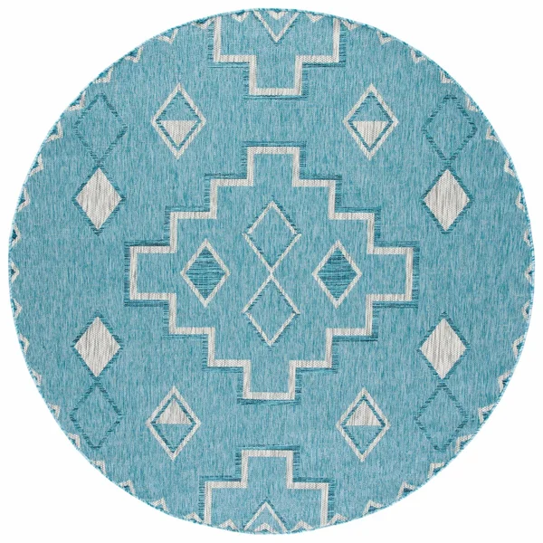 Safavieh 6&-7x22 x 6&-7x22 Round Courtyard CY8533-37121 Aqua, Grey Rug