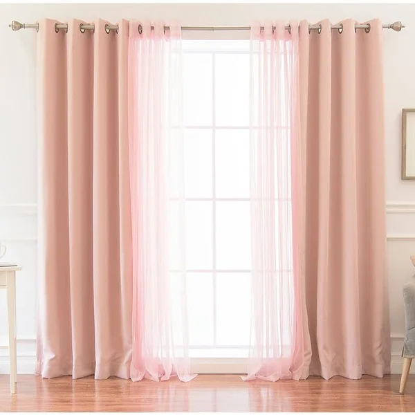 Rosdorf Park Sonja Mix and Match Solid Thermal Grommet 4 Piece Curtain Panels, Pink