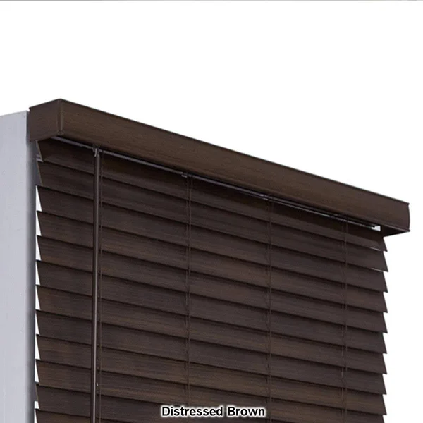 2in. Cordless Distressed Faux Wood Blinds Distressed Brown