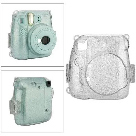 Fujifilm Instax Mini 9 Instant Camera (Smokey White) + Fujifilm Instax Mini Twin Pack Instant Film (20 Exposures) + Glitter Hard