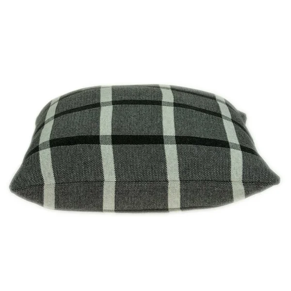 Gray Plaid Cotton Pillow Cover - Single - 20 x 20 - Accent