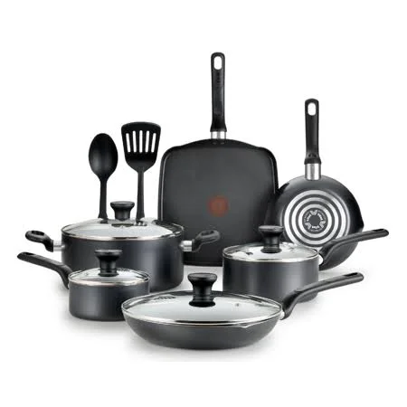 T-Fal Easy Care Nonstick Cookware - 12 Piece Set, Grey, B087sc64, Size: 22.09 x 11.26 x 12.72 in, Gray