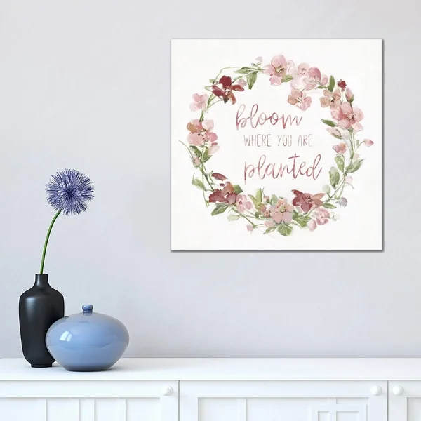 iCanvas Blush Springtime Wreath I by Sally Swatland Canvas Print - 18x18x0.75
