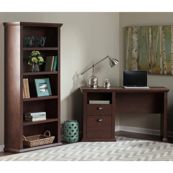 Copper Grove Senaki Home Office Desk, Bookcase - Antique Cherry