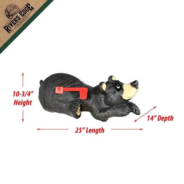 Rivers Edge Black Bear Mailbox-25in x 13.8in x 10.7in