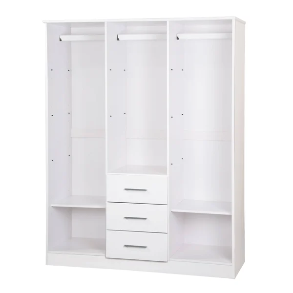 100% Solid Wood 3-Door Cosmo Wardrobe with Mirror 7115 by Palace Imports, Gray