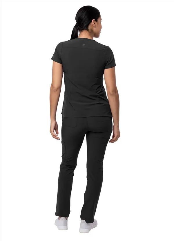 Adar Addition Go-Basic Scrub Set for Women - Slim V-Neck Scrub Top & Skinny Cargo Scrub Pants - A9200 - Black - XL