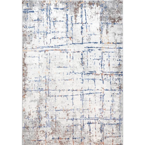 nuLOOM Mabel Contemporary Faded Abstract Light Blue 2 ft. 8 in. x 8 ft. Indoor Runner Rug