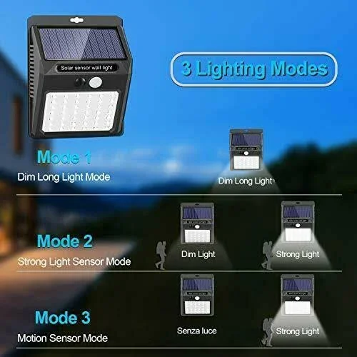 Solar Lights Outdoor [42 LED/3 Working Mode] - SEZAC Solar Security Lights Solar