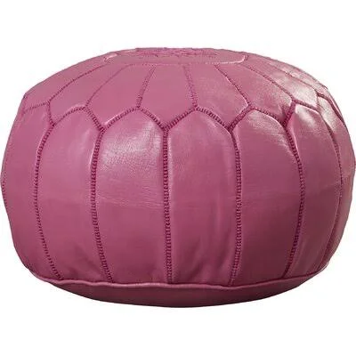 Mistana Carolos Leather Pouf Fabric: Fuchsia - 20" x 20"