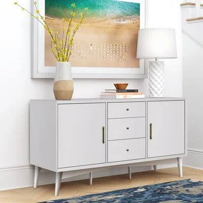Union City 57x22 Wide 3 Drawer Buffet Table Wade Logan Color: White
