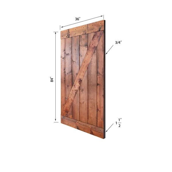 Akicon Paneled Wood Barn Door with Installation Hardware Kit - Z3 Series - 38x22 - Red Oak