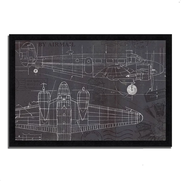 26x22 x 38x22 Plane Blueprint I by Marco Fabiano Framed Painting Print