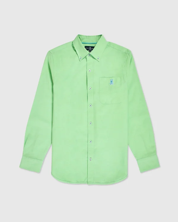 Psycho Bunny - Mens Tapton Long Sleeve Shirt, Electric Lime
