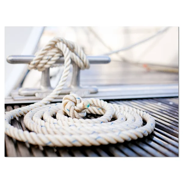 Designart &White Nautical Mooring Rope& Modern Landscape Canvas Art - White - 40 in. Wide x 30 in. High
