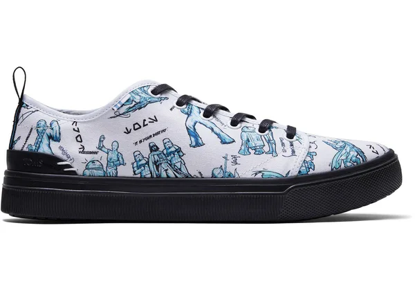 Toms White Star Wars Character Sketch Print Men's Trvl Lite Low Sneakers - Size 8