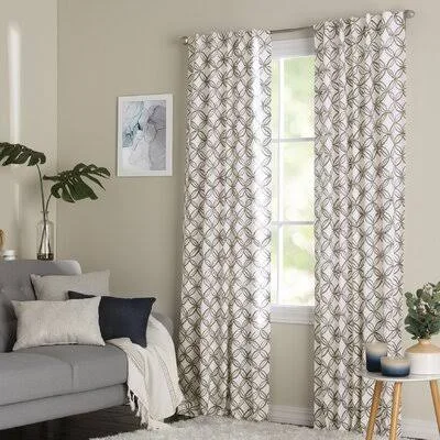 Moorpark Geometric Room Darkening Thermal Rod Pocket Single Curtain Panel Ebern Designs Curtain Color: Taupe/Cream - Size: 42x22
