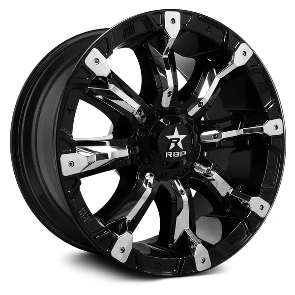 RBP 94R Wheel 18x10 8x6.5 (8x165.1) Black w/ Chrome Inserts -12 mm